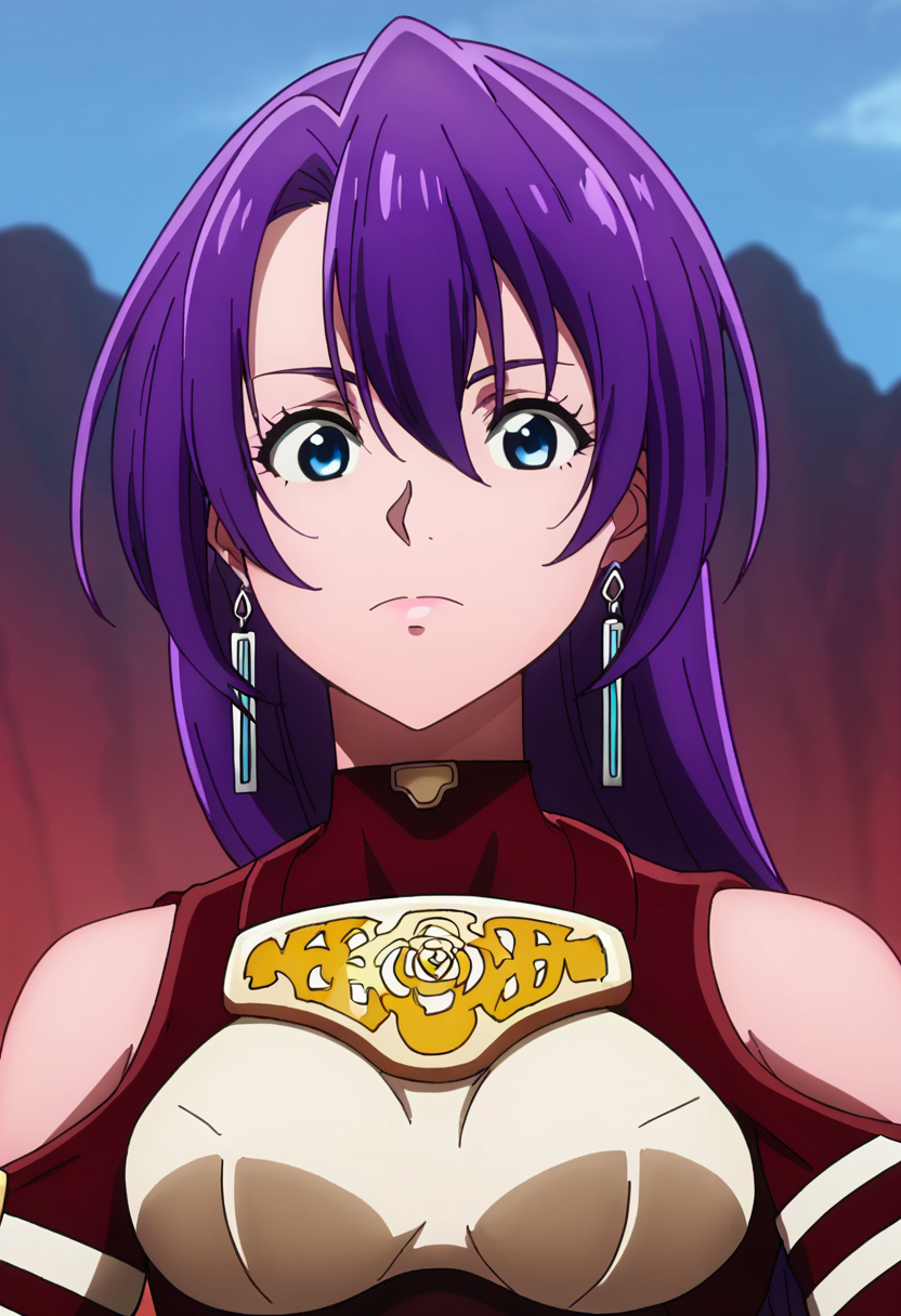 score_9,   <lora:Arthur_Pencilgon:1> arthur pencilgon, 1girl, anime coloring, arthur pencilgon, blue eyes, looking at viewer, closed mouth, jewelry, long hair, purple hair, solo, upper body