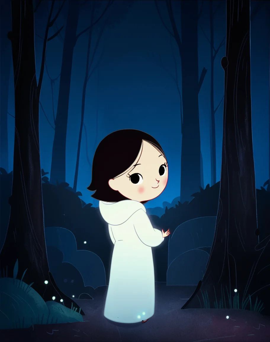 zPDXL3, source_anime, Perfect Hands, full body,
1girl, solo, forest, looking at viewer, saoirse, 1girl, black hair, blush, short hair, black eyes, dress, white dress, hood, standing, from behind, looking back at viewer , smile,
<lora:Perfect Hands:1> <lora:Saoirse_-_The_Song_of_the_Sea-000009:1>