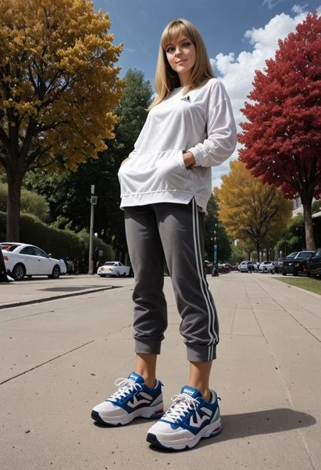 <'best quality':('score_9', 'score_8_up', 'score_7_up', 'footwear focus', 'from below')>.
BREAK
<'chunkysneakers':('red sneakers'+'blue sneakers')>.
BREAK
<'belatricepamford':('sitting'+'perfect legs'+'seductive pose',
'long hair'+'young'+'youthful',
'adidas pants'+'long sleeves',
'perfect face'+'perfect eyes'+'perfect hands')>.
BREAK
(<'outdoor':('park'+'trees'+'autumn'+'bench')>:0.7)