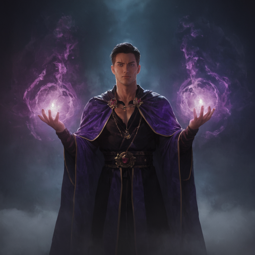 score_9, score_8_up, score_7_up, score_6_up, zPDXL, In dimly lit chamber, a dark and sinister figure stood tall. ((Draped in a black and purple robe adorned with glowing blue patterns)), the evil wizard surveyed his surroundings with a cold, calculating gaze. The room was shrouded in a thick purple fog, adding to the eerie atmosphere. The wizard's power was palpable, emanating from him like a dark aura. As he raised his arms and began to chant, the mist around him began to swirl, as if alive and responding to his commands, ((highly detailed old face with wrinkles and scars)) ,<lora:Concept Art Twilight Style SDXL_LoRA_Pony Diffusion V6 XL:0.8>, <lora:sinfully_stylish_SDXL>