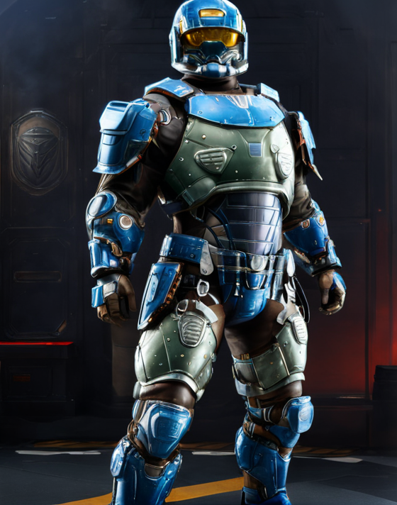 ((Masterpiece, best quality,edgQuality,photorealistic,ultra photorealistic)),standing,posing for a picture,
edgHalo_armor,power armor, a man in a futuristic suit ,wearing edgHalo_armor
 <lora:edgHaloXL:1>