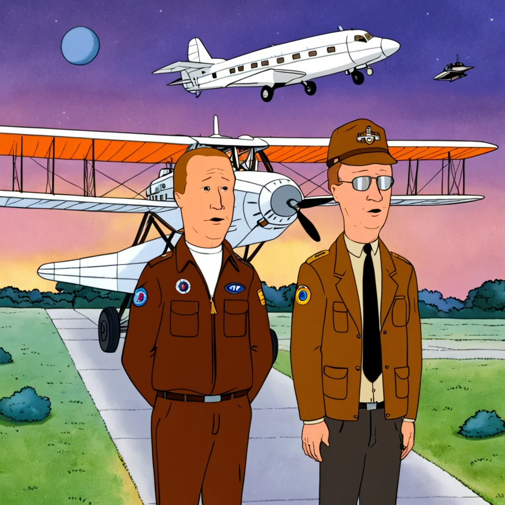 cartoon of Wright Brothers in a scene from a Contemporary Sci-Fi movie, directed by Wes Anderson
(in kingofthehill style:1.5)
<lora:xl_more_art-full_v1:0.5> <lora:add-detail-xl:0.45> <lora:kingofthehillstyleXL_v.10.1:0.8>
