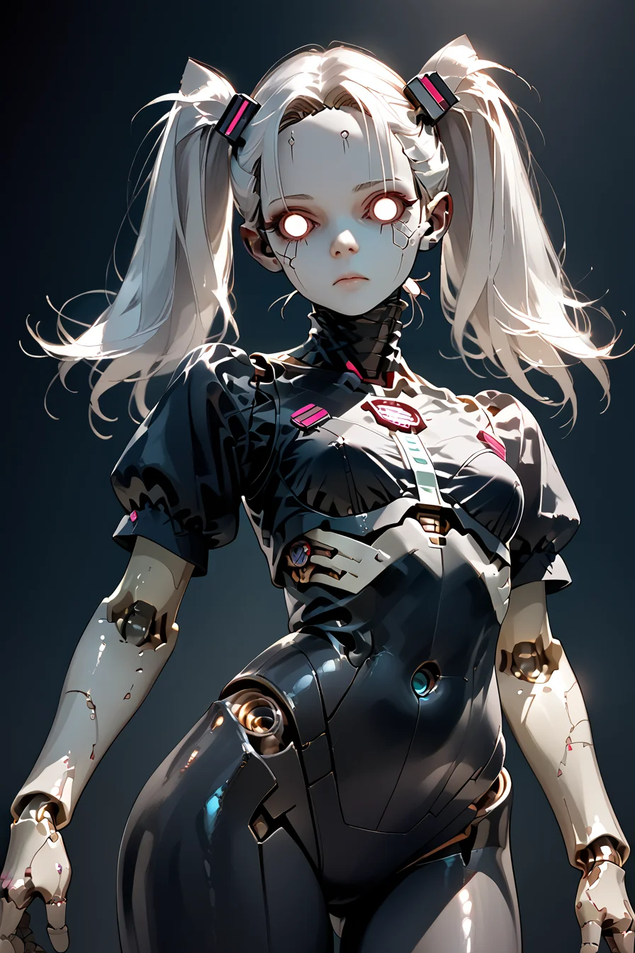 1woman, sexy, petite, android, <lora:Aff_anne_droid_2_:1> anne_droid, medium breasts, perky breast, long hair, white hair, twintails,, score_9, score_8_up, score_7_up, score_6_up, score_5_up, score_4_up, <lora:040790P:0.4> 040790P, woman, 24 years old, (tiny waist, flat stomach, narrow hips)