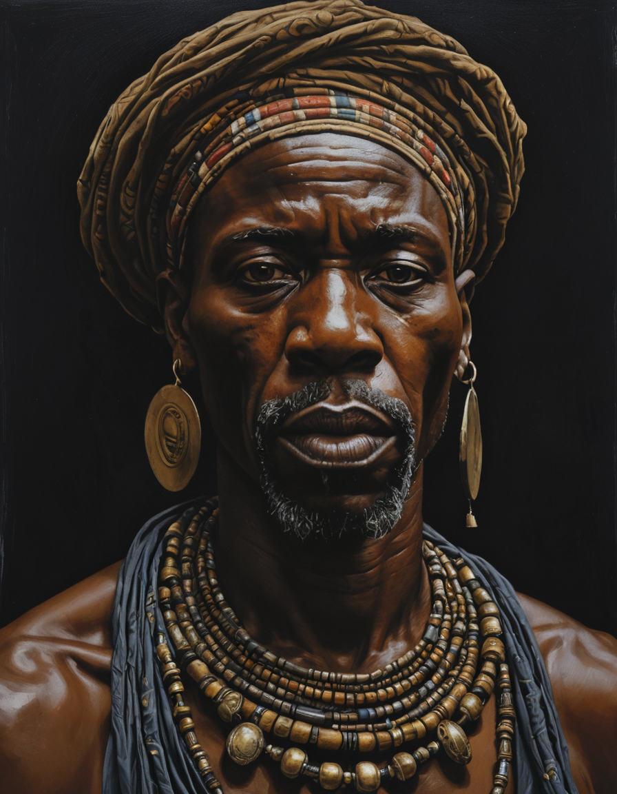 oil painting of african man,dark shot,dramatic,extremely detailed,intricate,by Greg Rutkowski
