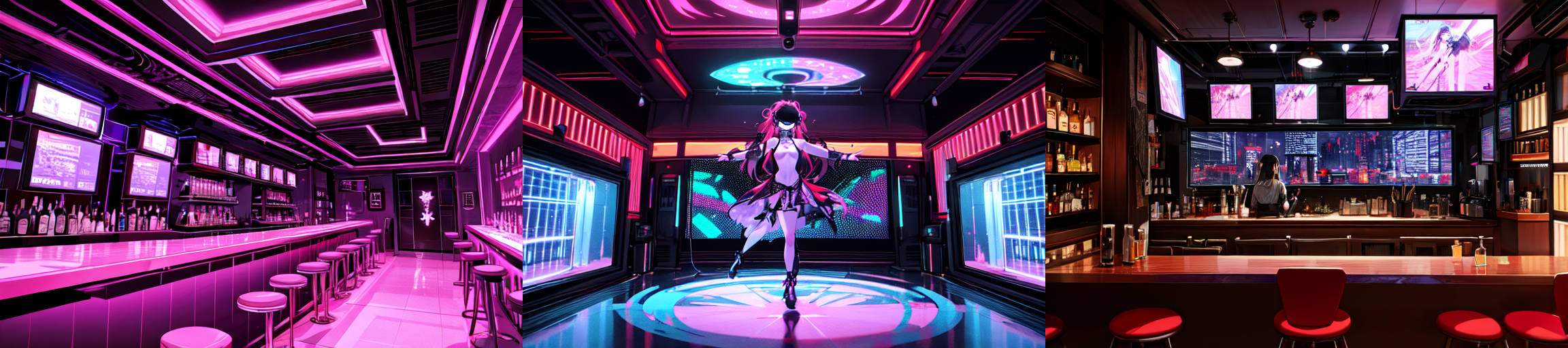 highly insanely detailed, masterpiece, top quality, best quality, highres, 4k, 8k, RAW photo, (very aesthetic, beautiful and aesthetic), 
__lazy-wildcards/subject/env-bg-interior/cyberpunk_club/prompts__, 
<lora:Cyberpunk_Club:0>, 
(1girl:1.3), 1other, 
__lazy-wildcards/dataset/background__,âââ