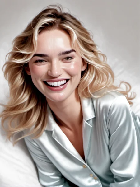 1girl, realistic, blond,
portrait, smile, open mouth, mouth open, wearing satin pajamas, white background, looking at us,
<lora:abbie-synth-xl-lora-1:1>