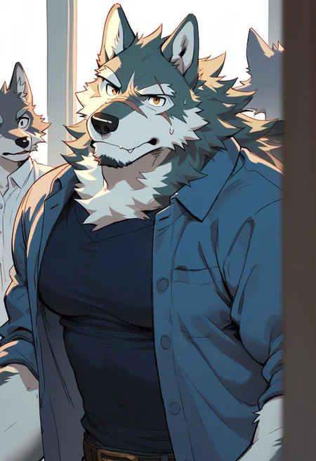 wolf, animal ears, furry, male, bara