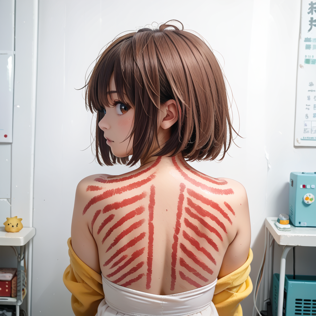 score_9, score_8_up, score_7_up, source_anime, masterpiece, best quality  , 1girl,  back, kerokan, solo, looking back, chara_\(undertale\), <lora:kerokan:1.3>