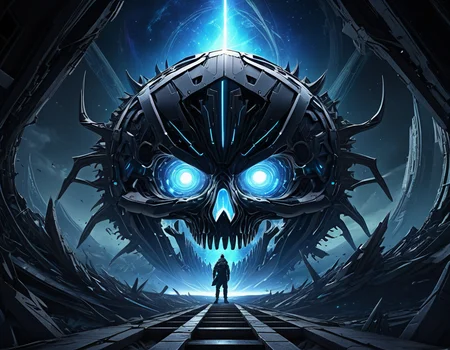 hype detailed masterpiece, dynamic realistic digital art, awesome quality, 404 Error Reality Not Found,( text "404":1.3),Engineered Entity,Sinister Shadows,Astral Atelier,General Protection Fault (GPF),Critical Service Failure,Fatal Exception Error