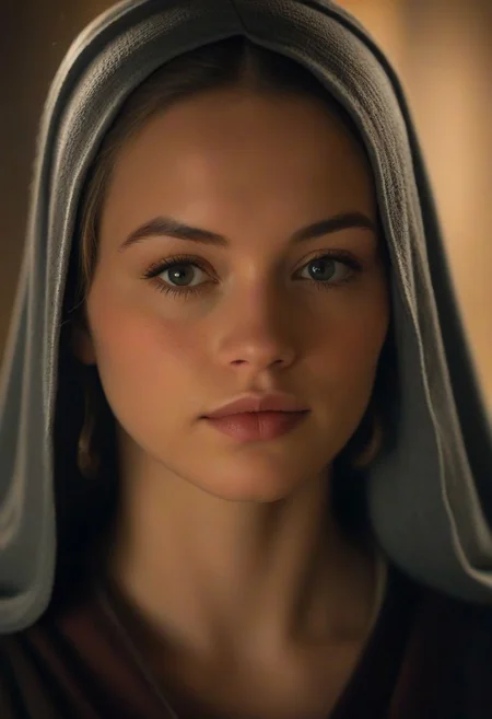 photo of Guin as a medieval peasant girl, (sharp focus:1.2), studio lighting, shallow depth of field, sweet face, shy, cinematic lighting, ((realistic skin texture)), 35mm DSLR photo, bokeh, Guinwen