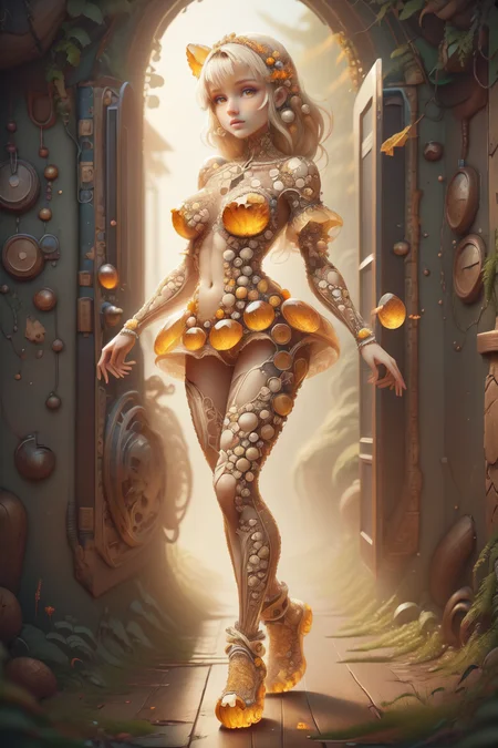 breathtaking 1girl, full shot, full body, <lora:ral-mushroomz:1> mushroomz <lora:citrine-style-darquelilly-v1:1> citrinegemstyle, masterpiece, award-winning, professional, highly detailed
