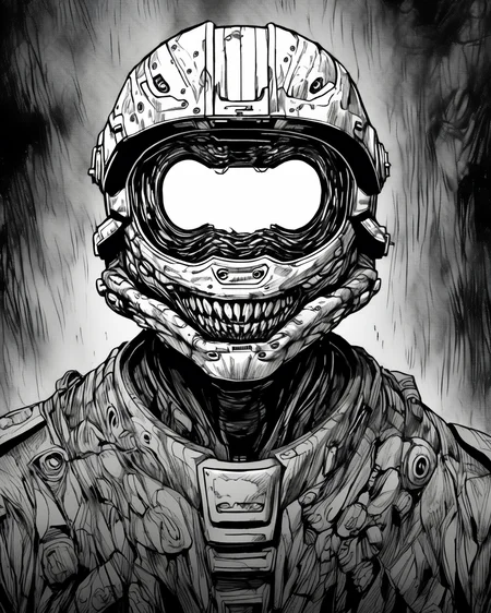 Master Chief,headshot portrait,maniacal laughter,junji ito style,inked,horror manga,<lora:XL_itoStyleLycoris:1.0>,, 8k, 4k, (highres:1.1), best quality;