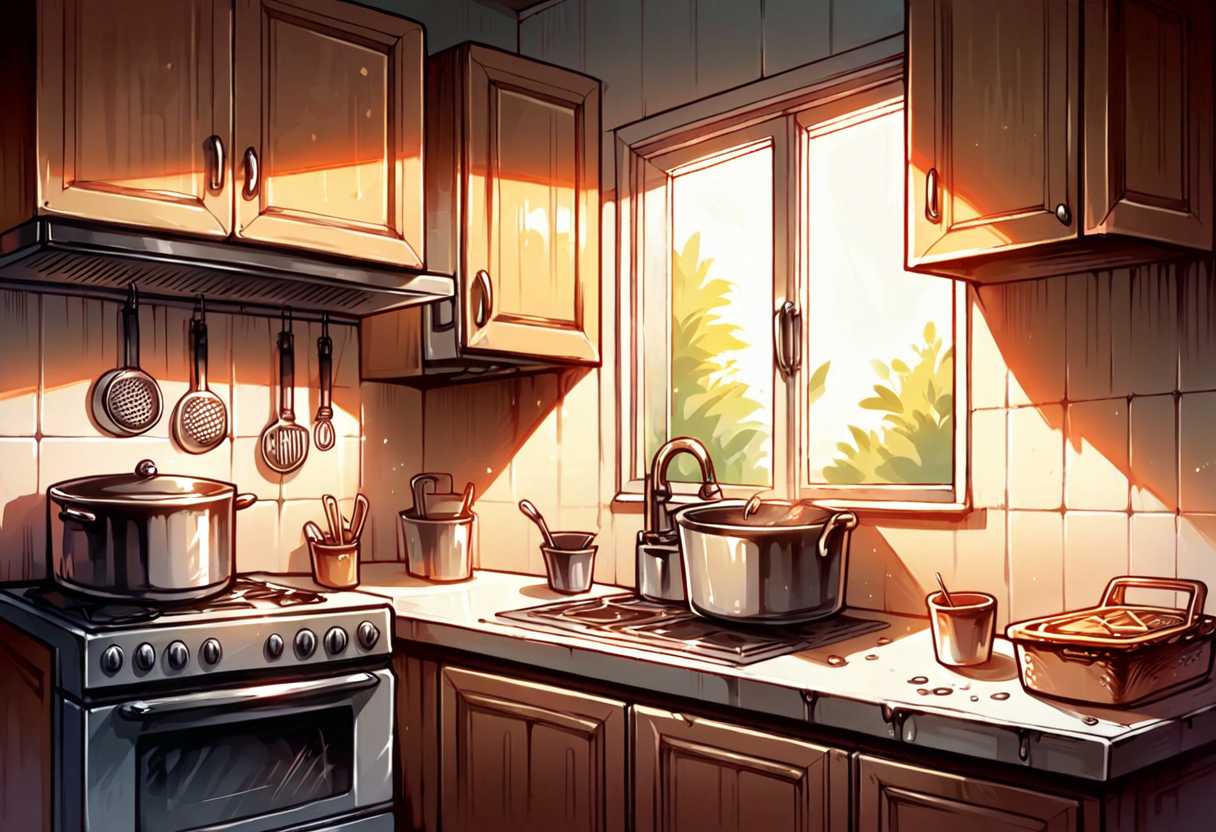 score_9, score_8_up, score_7_up, score_9, <lora:Toon Graffiti Style:1>,dripping, kitchen