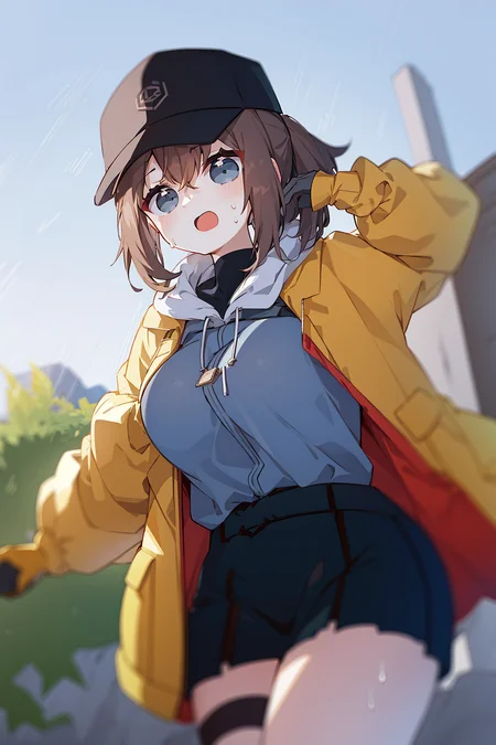 1girl,unparalleled masterpiece, mature female, ((thick thighs, huge chest, mature, adult))

girls'_frontline, dima_(girls'_frontline), aningay, 1girl, baseball_cap, black_headwear, blue_eyes, blush, brown_hair, cropped_legs, gloves, green_gloves, green_shirt, green_skirt, grey_pantyhose, hair_between_eyes, hat, jacket, long_hair, long_sleeves, looking_at_viewer, looking_back, open_mouth, pantyhose, shirt, skindentation, skirt, solo, sweat, yellow_jacket

 <lora:dimaGirlsFrontline_10:0.6>