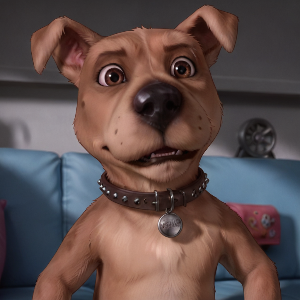Scrappy-Doo,Realistic,Dog,Furry,Brown Fur,Brown Eyes,Brown Bumpy Collar,Brown Collar  <lora:Scrappy-Doo_Live_Action_PonySDXL:0.6>