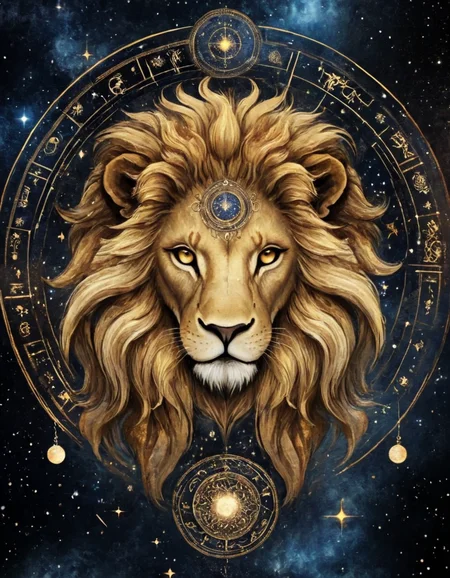 novuschroma83 style zodiac leo lion celestial design <lora:novuschroma83 style:1>