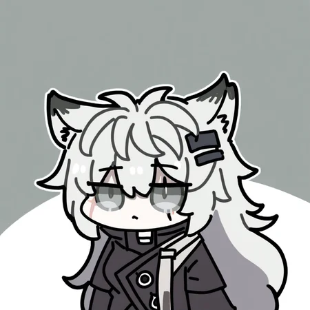 chibi,1girl,lappland \(arknights\),arknights,animal ears,long hair,wolf ears,hair ornament,scar across eye,hairclip,bangs,scar on face,grey eyes,white hair,hair between eyes,grey hair,breasts,very long hair,
<lora:Oldstore_noob_4:1>,