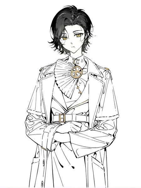 1girl,solo,white background,greta hofmann,simple background,,looking at viewer,mole under mouth,yellow eyes,alternate costume,(labcoat:1.1),cowboy shot,<lora:hofmann-000014:0.9>, masterpiece, best quality, very aesthetic, absurdres,newest, incredibly absurdres,, artist:yoneyama mai, (artist:wanke:1.1), artist:mocha, (cotton:1.1), artist:date, (senpen:1.1), artist:ciloranko, artist:noyu, noyu23386566, (artist:sho:0.8264462809917354), (sho lwlw:0.9090909090909091), year 2023, (solo:1.3310000000000004), lineart, monochrome