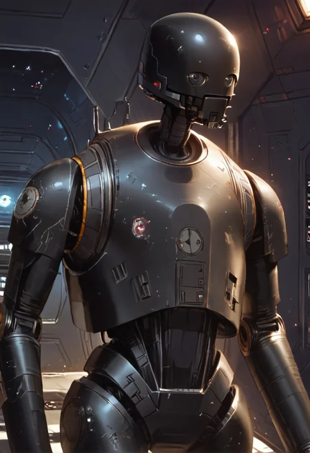 masterpiece illustration, (score_9, score_8_up:1.1),
((1robot, k-2so-star_wars )), space station, space ship,
detailed, , light and shadow, volumetric lighting, , science fiction, action, dynamic, cowboy shot, portrait, detailed background,