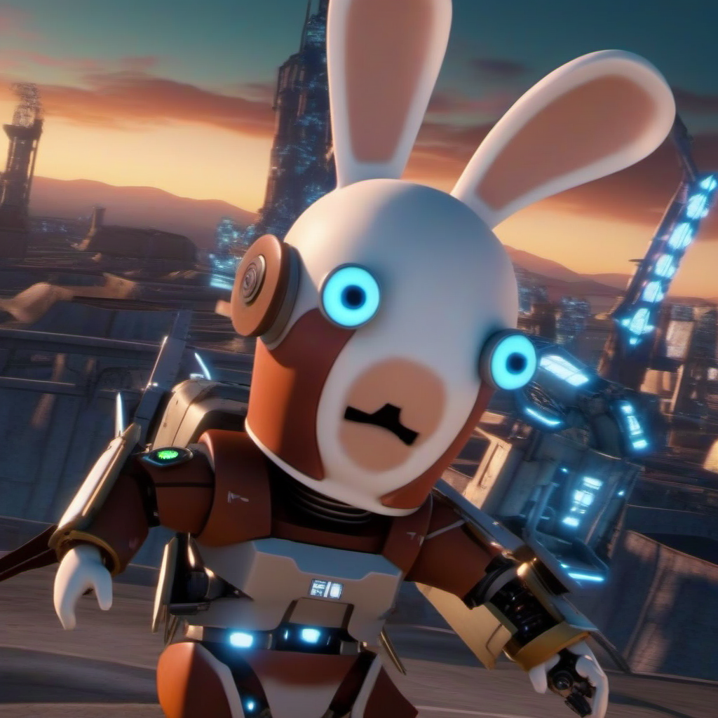 LapinsCrétins1024, a  rabbit as a killer robot, cyberpunk ,highly detailed, attack on titan, photography, ultra sharp, film, professional, 64k  <lora:LapinsCrétins1024:0.8>