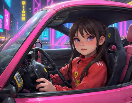 (biggest quality, masterpiece) award winning portrait <lora:xlcarolism:1>, driving a ferrari, synthwave style <lora:hand 5.5:1.5> , <lora:add-detail-xl:1.5>