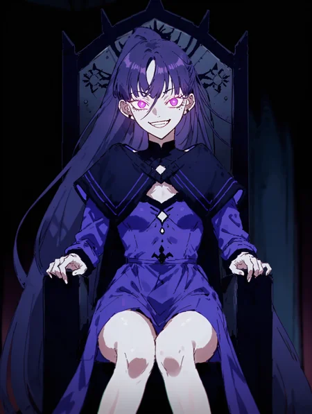 score_9, score_8_up, score_7_up,
<lora:Ado_Usseewa_Style_Pony:1> usseewastyle,sketch,
<lora:Medea_Solon__Your_Throne__Manhwa:0.4> MedeaSolon, purple eyes, purple hair, mole under eye, long hair,
purple dress, evil smile, glowing eyes,
sitting on throne, throne room,