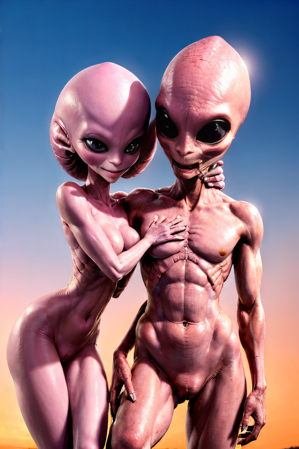(Realisitc:1.5) Pink and navy alien woman monster <lora:EdobAlienMonsterFemale_v1.0:0.8>