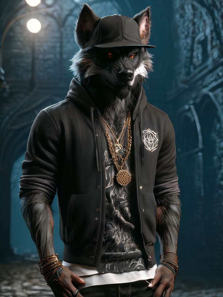 worgen, male worgen, rapper clothing <lora:wowrgen-sdxl:1>
