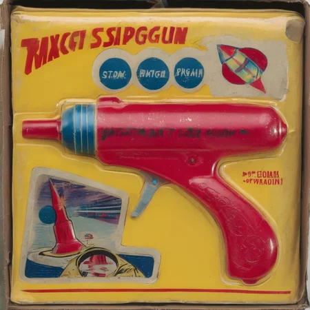 a Vintage Toy Raygun <lora:Vintage_Toy_Raygun:1>