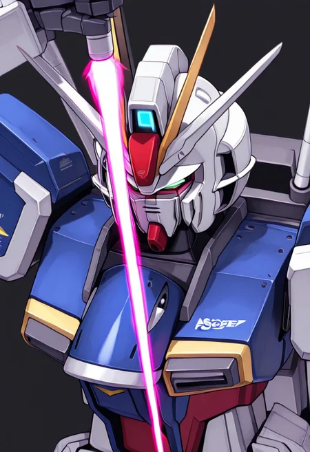 score_9, score_8_up, score_7_up, score_6_up, score_5_up, score_4_up, 4k quality, best quality, masterpiece, highly detailed, face detail, solo, (force impulse, gundam, mecha, beam saber, shield), close up on face.
