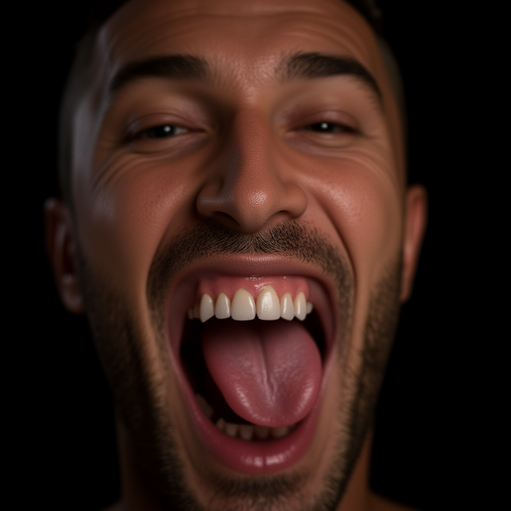 UHD, 4k, ultra detailed, cinematic, a photograph of  <lora:perfection style v2d:1>
A perfect photo of a man with his tongue out and his tongue out,simple background,food,teeth,no humans,sharp teeth,black background,close-up,1other,realistic,food focus , detailed face, detailed body, detailed hands, detailed eyes, detailed nose, detailed ears, detailed hair, detailed, perfection, detailed teeth, detailed skin texture, wrinkly, detailed fingers, detailed mouth, beauty, realism, real, detailed hair, detailed pores, detailed background, sharp image, detailed lips, different race, different color, different haircut, different skin tone, different, different people, different pose, perfection style, epic, beautiful lighting, inpsiring