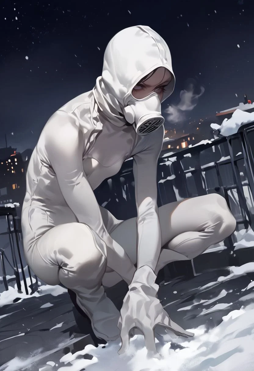 score_9, score_8_up, score_7_up, score_6_up, 1girl, ((face jav white mask)), no breasts, (((white tight bodysuit))), ((rooftop)), ((night)), white boots, white tight scuba, skinny leg, ((((((crouched)))))), (((gray day))),((((((serious eye)))))), ((white gloves)), ((details eyes)),
yyjytjr856856356sd73, ((young)), ((young body)), ((petite)), ((short)), ((skinny body)), ((flat chest)), ((snow)) , ((((white gas mask suit)))), (((heavy breath))), ((((small white gas mask))))