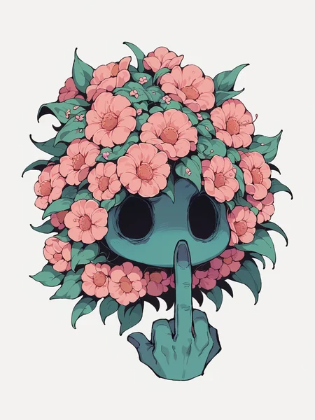 score_9, score_8_up, score_7_up, score_6_up, <lora:l0g0XLP:1> l0g0, no humans, white background, flower, middle finger,