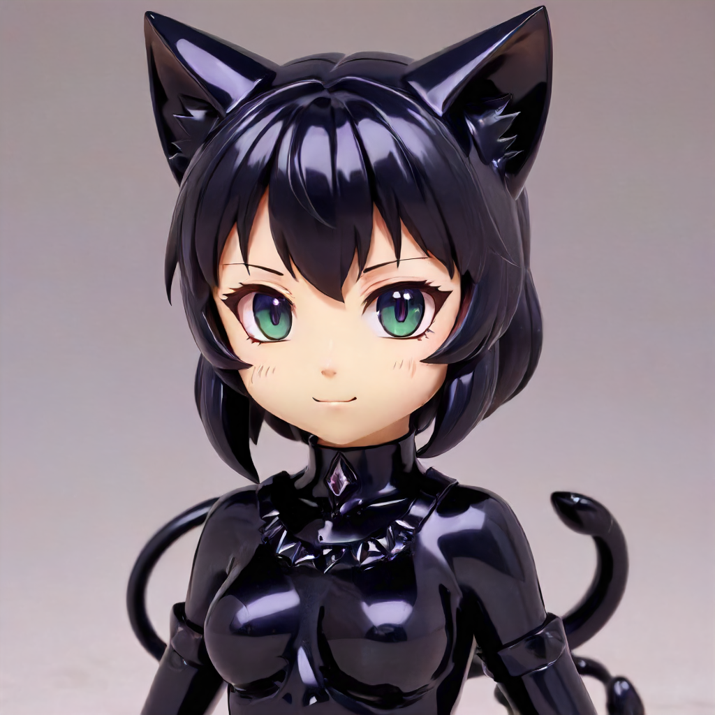 anime catgirl, made out of obsidian  <lora:Obsidian SDXL:1>