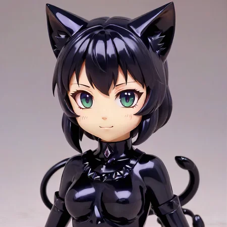 anime catgirl, made out of obsidian  <lora:Obsidian SDXL:1>