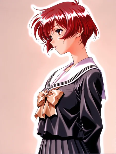 masterpiece,best quality,newest,
1girl,solo,
<lora:nanase_yuuilxl_v1.0:1>,n_yuu,short hair,red hair,brown eyes,y_clothes,black serafuku,long sleeves,pleated skirt,
<lora:Fixhands_anime_bdsqlsz_V1:1>,upper_body,sideways_glance,looking_at_viewer,white_background,simple_background,profile,smile,parted lips,