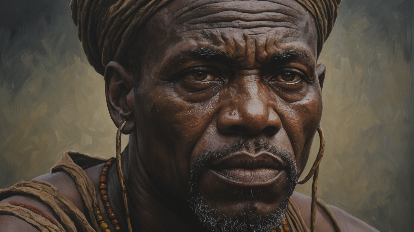 oil painting of african man,dark shot,dramatic,extremely detailed,intricate,by Greg Rutkowski