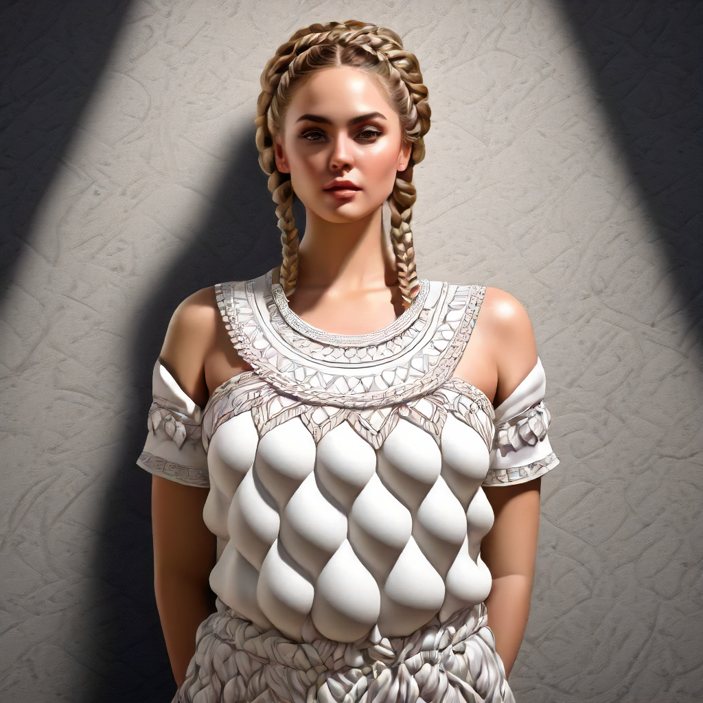 1girl,multiple breasts, fertility blouse, shirt, crown braid, (best quality:1.2), High quality texture, intricate details, detailed texture, High quality shadow, Cinematic Light, Depth of field, light source contrast, perspective <lora:Artemis_Ephesus_v4:0.6>