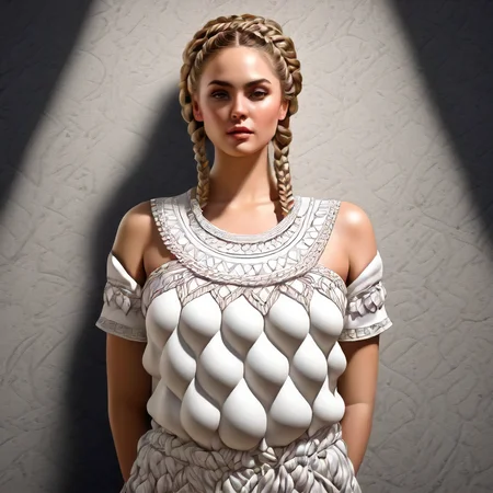 1girl,multiple breasts, fertility blouse, shirt, crown braid, (best quality:1.2), High quality texture, intricate details, detailed texture, High quality shadow, Cinematic Light, Depth of field, light source contrast, perspective <lora:Artemis_Ephesus_v4:0.6>