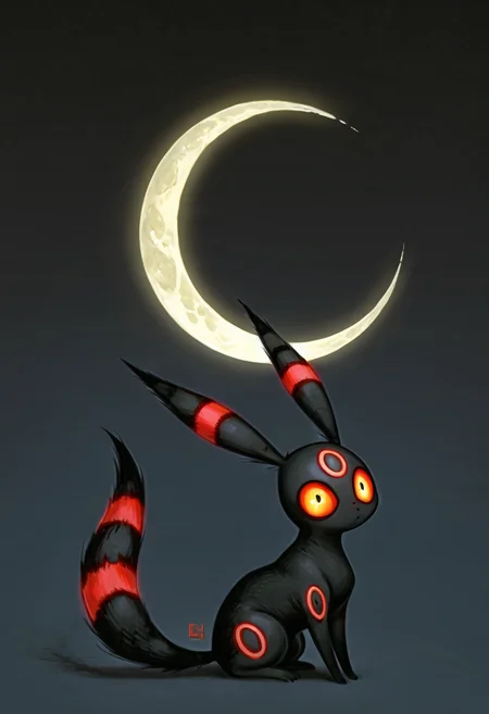 masterpiece, best quality,    <lora:NightmareDex_IXL:1.3>,   Umbreon, crescent moon, ,