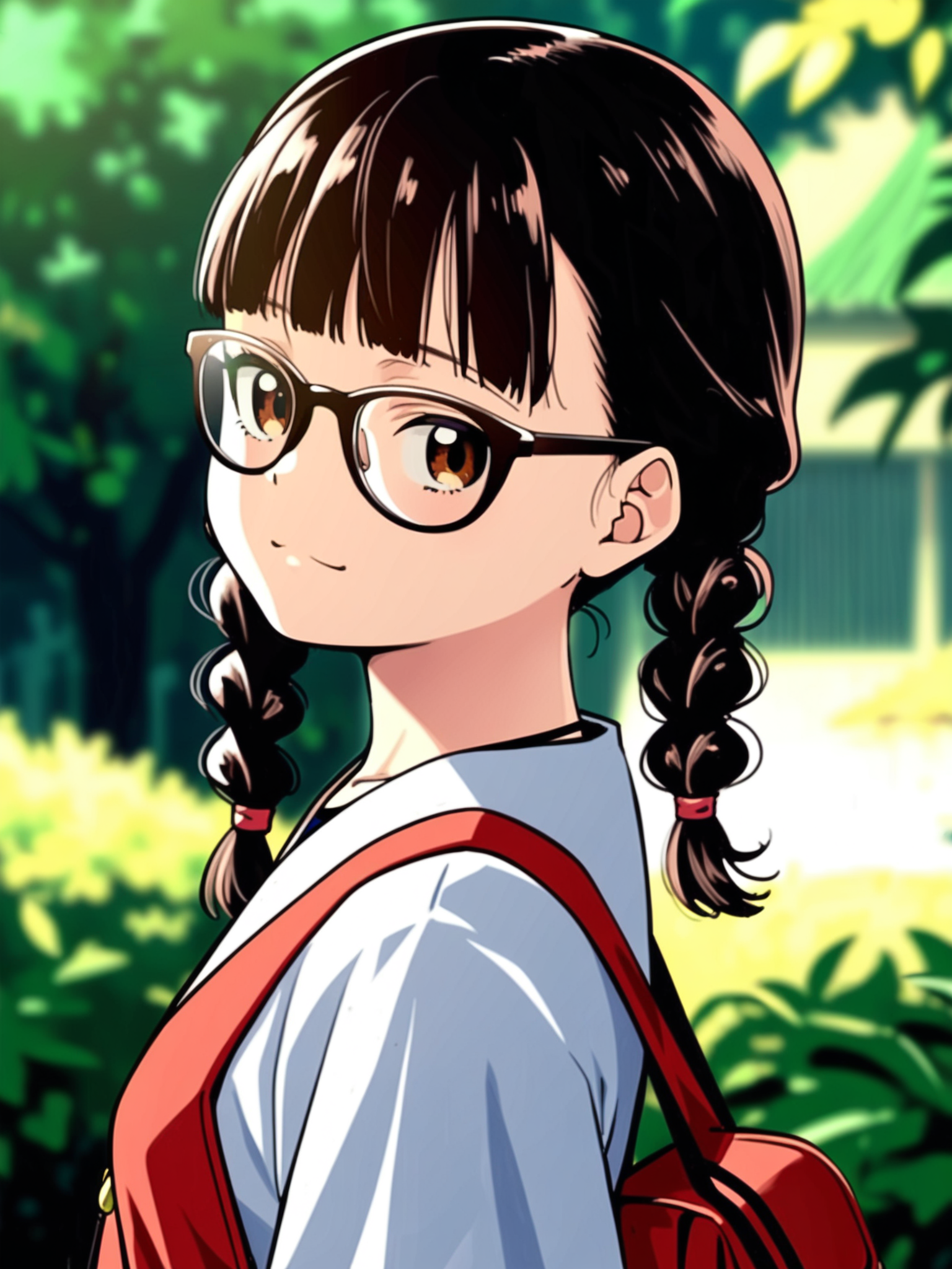 <lora:happy_tentacle-mitorinka-v0.2:0.9>, ht_mitorinka, glasses, small breasts, brown hair, brown eyes , grimace, outdoors, day upper body, 1girl, (petite:1.2), solo focus, (looking at viewer:1.1), backlighting, (depth of field:0.8), from side, score_9, score_8_up, score_7_up, score_6_up, score_5_up, score_4_up