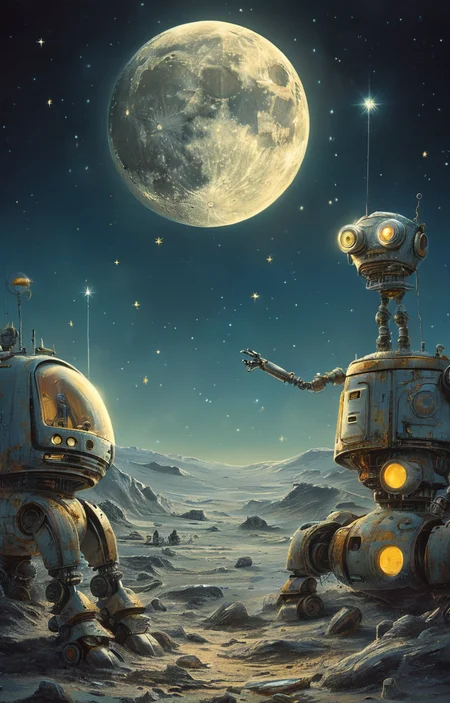 masterpiece,best quality,<lora:tbh67-sdxl:0.6>,illustration,MOON, portrait of Housework robots