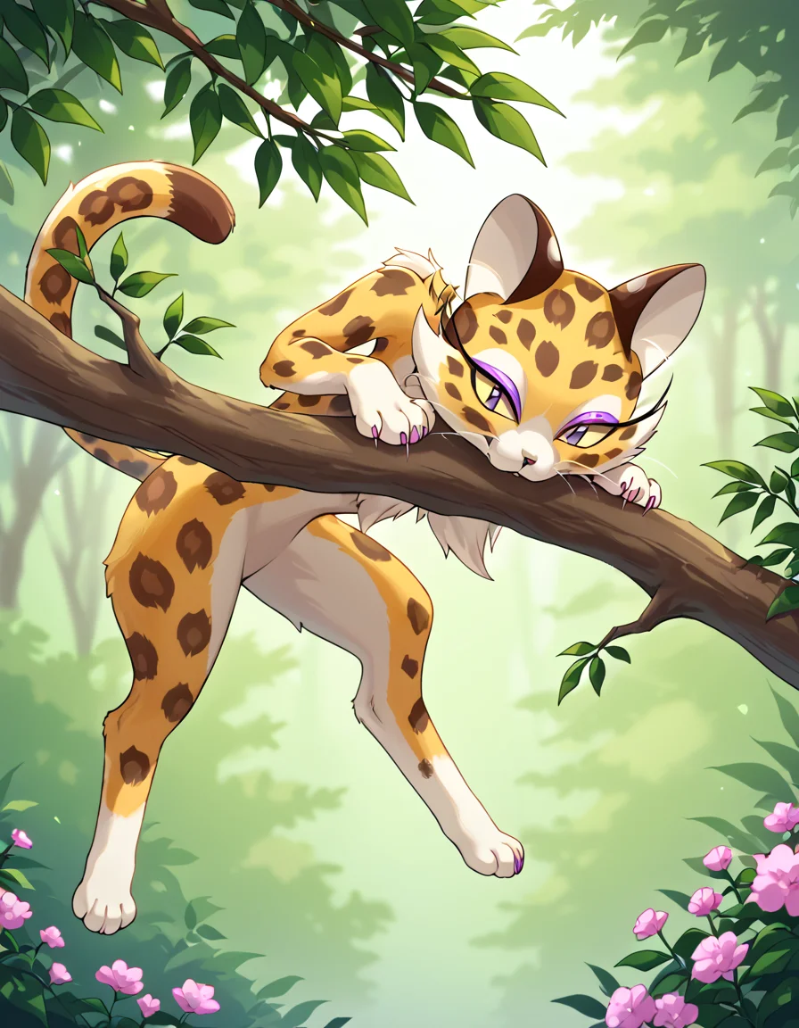 score_9, score_8_up, score_7_up,
rating_safe,
clawroline, domestic cat, feral,
hanging on a branch, foliage, spring, flowers below,
<lora:clawroline:0.9>