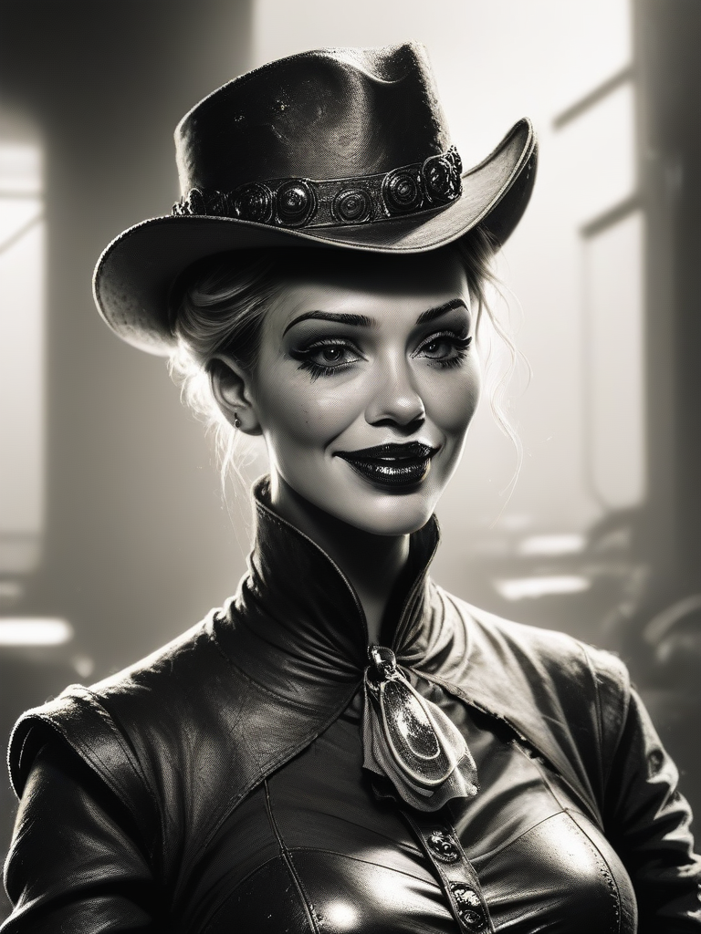 score_9, score_8_up, score_7_up, score_6_up, score_5_up, score_4_up, bpe-sepia (cyborg) bpe-scifi
 ( visiting post station) stable, standing,  indoors, horizon, cowboy hat on head, veil, rugged, laughing,looking at viewer,   grit, 
 pny-safe    bpe-pro bpe-barnumcamera bpe- bpe-cine   , 