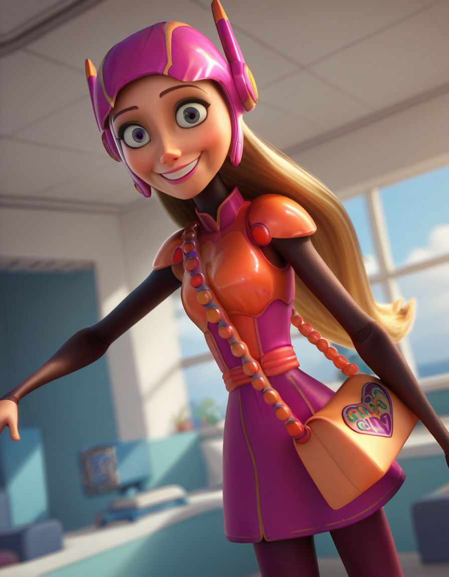 score_9, score_8_up, score_7_up, source_anime, <lora:honey-lemon-movie-ponyxl-lora-nochekaiser:1>, honey lemon, long hair, blonde hair, 3d,, dress, pantyhose, helmet, android, robot ears,, indoors, smile, looking at viewer, solo,, cowboy shot, dutch angle