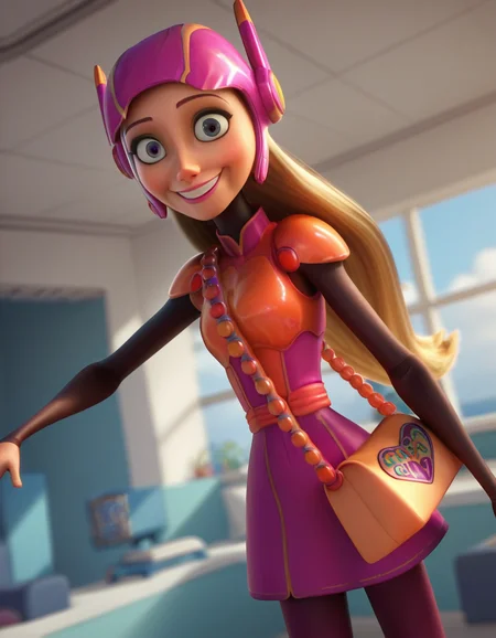 score_9, score_8_up, score_7_up, source_anime, <lora:honey-lemon-movie-ponyxl-lora-nochekaiser:1>, honey lemon, long hair, blonde hair, 3d,, dress, pantyhose, helmet, android, robot ears,, indoors, smile, looking at viewer, solo,, cowboy shot, dutch angle