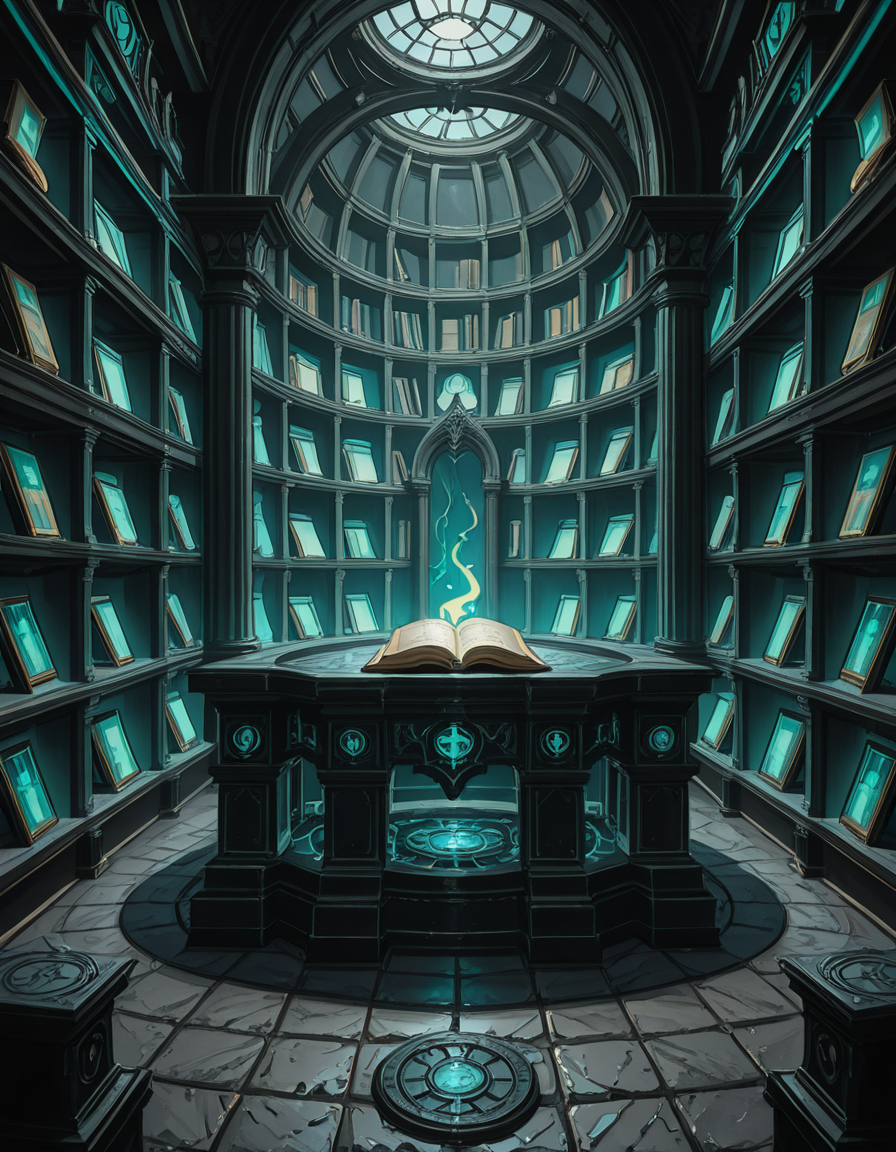 Buried deep within the necromancerâs fortress lies the Library of the Forgotten, an ancient, labyrinthine archive where no living hands have ever turned a page. The immense chamber stretches endlessly into the darkness, its towering bookshelves carved from obsidian and bone, spiraling upwards into unseen heights. The very air hums with an eerie resonance, filled with the whispers of knowledge long abandoned by the mortal world.
The shelves are packed with tomes bound in withered flesh, their covers etched with shifting runes that glow faintly with unholy light. Some books seem to breathe, their spines expanding and contracting like living creatures, while others are locked with chains of rusted iron, sealed by ancient curses too dangerous to be unleashed. Scrolls, brittle with age yet untouched by time, hover in the air, slowly unraveling and reforming, as if reading themselves in a silent, endless cycle.
At the heart of the library stands a massive circular desk, hewn from black stone and inlaid with veins of glowing green energy. Upon its surface, quills made from skeletal fingers hover above open grimoires, tirelessly transcribing forbidden knowledge in ink that shimmers like liquid shadow. Dust does not settle hereâonly the weight of forgotten secrets, pressing down like an invisible hand upon any who dare enter.
Above, the ceiling is a vast cosmic void, an endless expanse of swirling darkness where distant, malevolent stars flicker in unnatural constellations. Occasionally, something moves between the stars, a shape vast and unknowable, watching the library in silence.
In the farthest reaches of the chamber, towering stone monoliths stand, inscribed with ever-shifting text in a thousand dead languages. Some glow faintly, others pulse like beating hearts, their inscriptions rearranging as if whispering among themselves. The floor between them is covered in intricate ritual circles, their markings pulsating with a faint, necrotic glow, hinting at the presence of knowledge too terrible to be contained within mere books.
No footsteps ever disturb the silence, no voices break the eternal stillnessâonly the endless rustling of pages turning on their own, the quiet scraping of phantom quills, and the occasional, distant sound of something shifting among the shelves.
This is not a place of learning.
It is a tomb of knowledge, a repository of secrets too dangerous to be spoken, where books are not just readâthey watch, listen, and remember.
Style & Mood :
- Dark fantasy, gothic horror, necromantic aesthetics
- Cinematic, highly detailed, eerie lighting
- Infernal atmosphere, filled with shadows, glowing runes, and whispering books
- Inspired by the works of ZdzisÅaw BeksiÅski, H.R. Giger, and dark medieval occultism 
<lora:SDXLFaeTastic2400:0.4> <lora:extremely_detailed:0.4> extremely detailed,necromancer l1br4ry, <lora:necromancer_l1br4ry-i:1>, Masterpiece,best quality,hi res,8k,hi res,8k,award winning,(sharp focus, intricate, highly detailed),