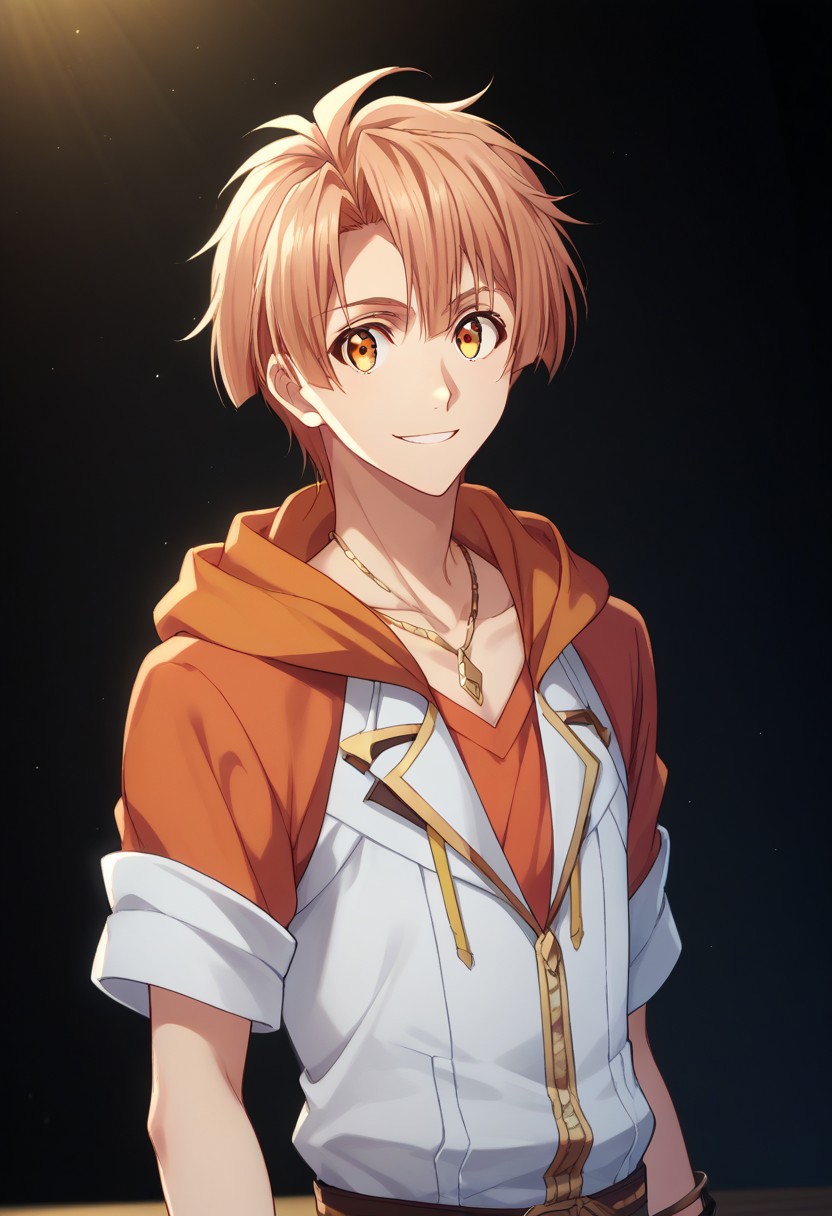 score_9, score_8_up, score_7_up, source_anime, highly detailed, 
mitsuki, 1boy, solo, male focus, gloves, fingerless gloves, jewelry, smile, hood, bracelet, upper body, orange hair, idol uniform, smile,
indoor, stage,