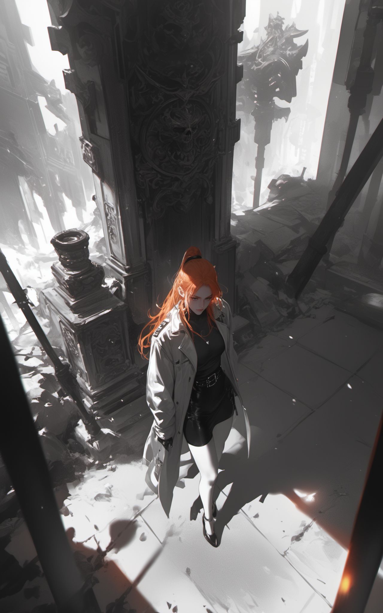 score_9,score_8_up,score_7_up,source_anime,XUER gufeng,<lora:绪儿 古风 XUER gufeng:0.7>,
score_9,score_8_up,score_7_up,score_6_up,score_5_up,darkness,shadow,1girl,ginger hair,monochrome,