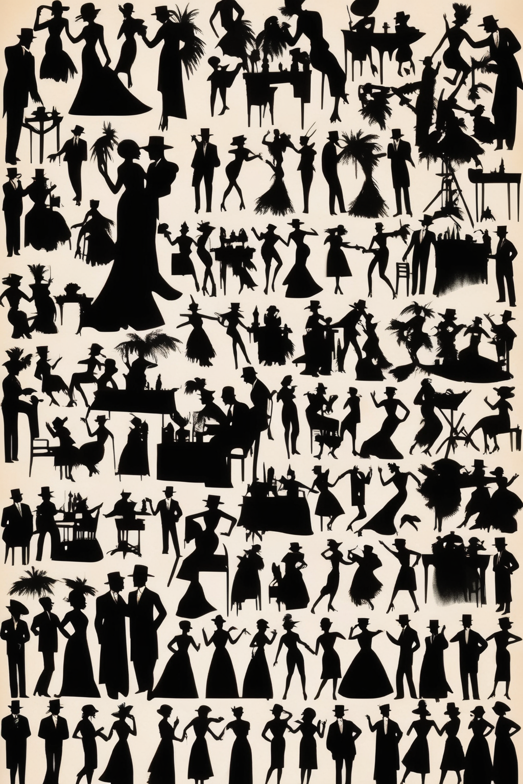 <lora:Lotte Reinige Style:1>Lotte Reinige Style - cinamatic scene Silhouettes and Secrets, the Mystery of the Moonlit Masquerade. 1920s era